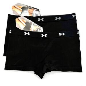 2 Pair Under Armour Black Seamless Speed Boy Shorts Women’s SM NWT Stretch
